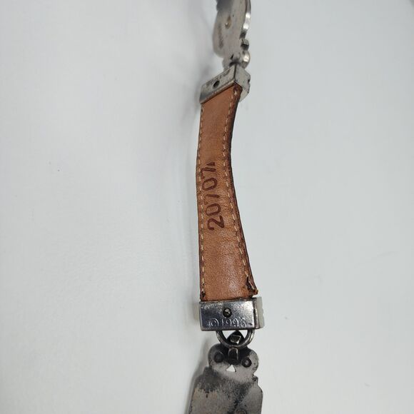 Brighton Vintage Leather Belt 20707 Gold Silver Cameo Accents Size Small USA